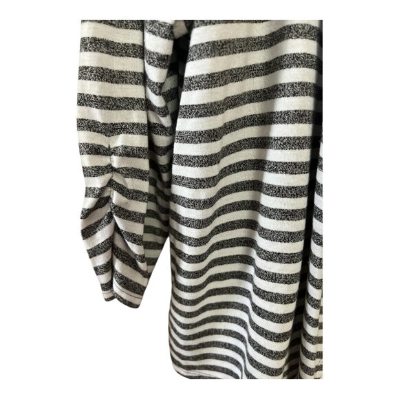 Alfred Dunner Women’s Size L Gray & White Stripe 2-Piece Top with Necklace - Picture 2 of 6